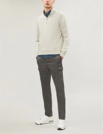 Shop Brunello Cucinelli Slim-fit Straight Stretch-cotton Cargo Trousers In Grey