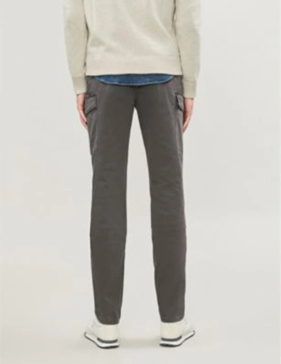 Shop Brunello Cucinelli Slim-fit Straight Stretch-cotton Cargo Trousers In Grey