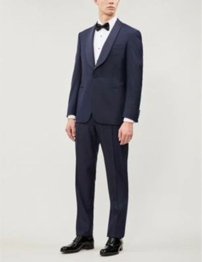 Shop Canali Regular-fit Shawl-lapel Wool Suit In Navy