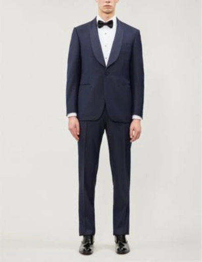 Shop Canali Regular-fit Shawl-lapel Wool Suit In Navy