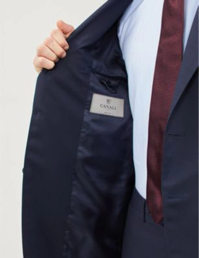 Shop Canali Single-breasted Wool Suit In Navy