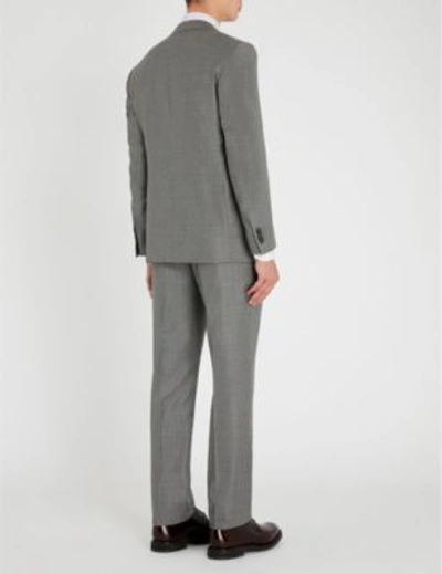 Shop Corneliani Hopsack-weave Tailored-fit 150's Virgin Wool Suit In Grey