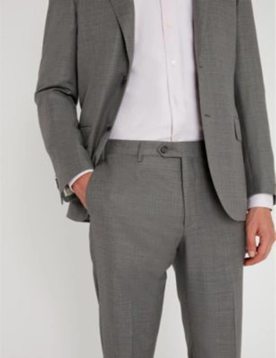 Shop Corneliani Hopsack-weave Tailored-fit 150's Virgin Wool Suit In Grey