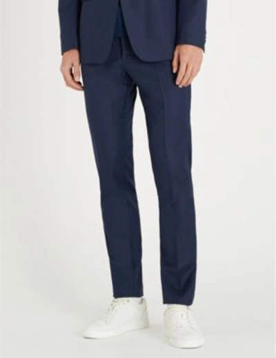 Shop Tiger Of Sweden Birdseye Slim-fit Skinny Wool Trousers In Blue