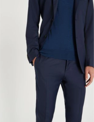 Shop Tiger Of Sweden Birdseye Slim-fit Skinny Wool Trousers In Blue