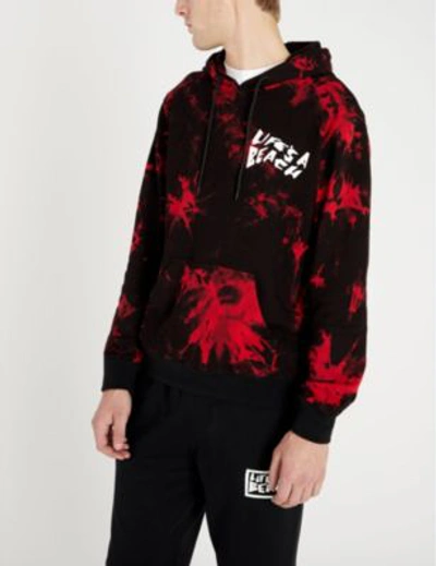 Shop Lifes A Beach Tie-dye Cotton-jersey Hoody In Red
