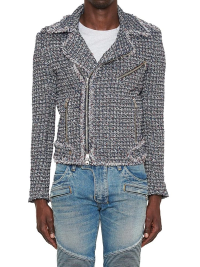 Shop Balmain Tweed Jacket In Multi