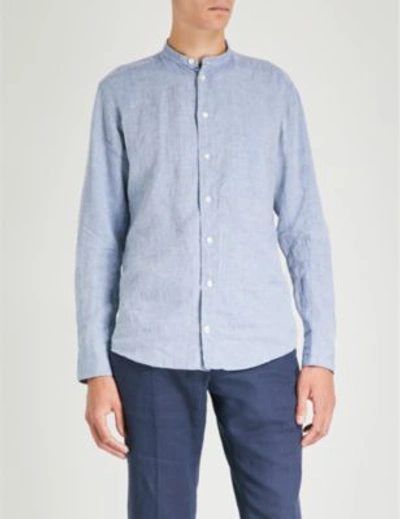 Shop Eton Regular-fit Linen Shirt In Blue