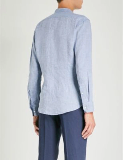 Shop Eton Regular-fit Linen Shirt In Blue