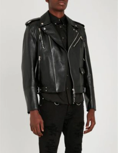 Shop Alexander Mcqueen Asymmetric Leather Biker Jacket In Black