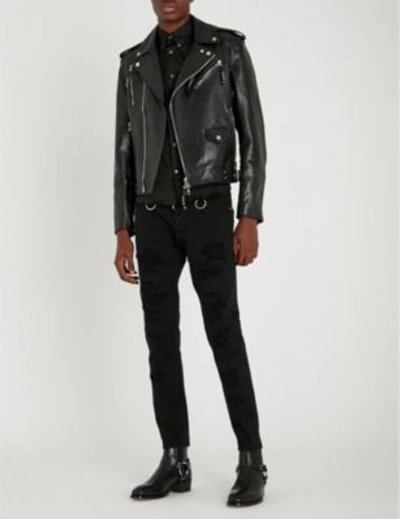 Shop Alexander Mcqueen Asymmetric Leather Biker Jacket In Black