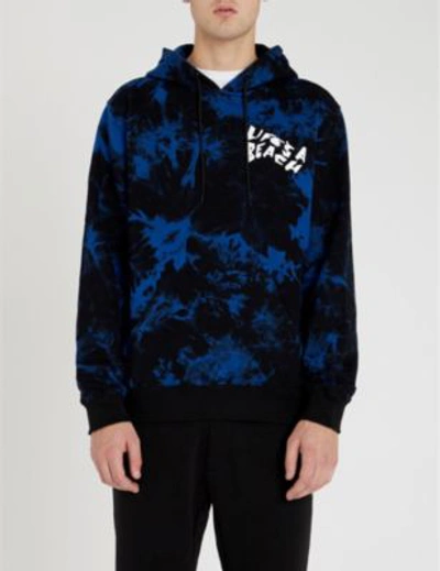 Shop Lifes A Beach Tie-dye Cotton-jersey Hoody In Blue