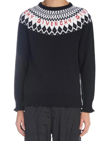 Shop Givenchy Intarsia Knitted Sweater In Black