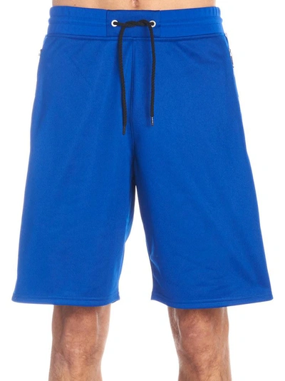 Shop Givenchy Side Logo Tape Shorts In Blue