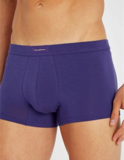 Shop Ermenegildo Zegna Solid Slim-fit Stretch-jersey Boxer Shorts In Purple