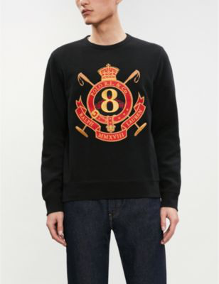 Polo Ralph Lauren Embroidered 8 Crest Cotton Jersey Sweatshirt In Black |  ModeSens