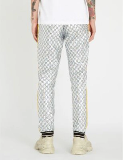 Shop Gucci Metallic Tapered Stretch-jersey Jogging Bottoms In Silver