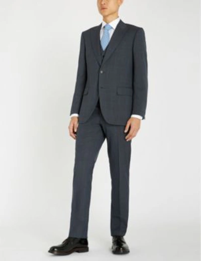 Shop Gieves & Hawkes Sharkskin-patterned Regular-fit Wool Suit In Charcoal