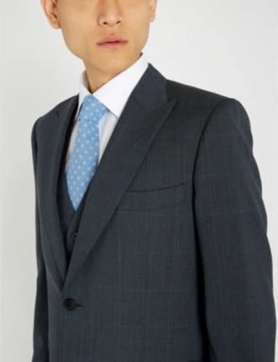 Shop Gieves & Hawkes Sharkskin-patterned Regular-fit Wool Suit In Charcoal