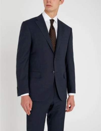 Shop Corneliani Checked Regular-fit Wool Suit In Navy