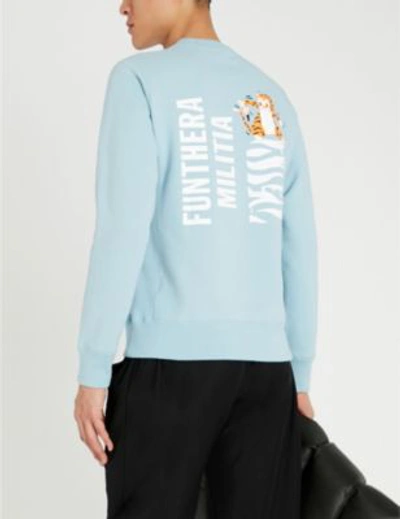 Shop A Bathing Ape Tiger-motif Cotton-jersey Sweatshirt In Sax