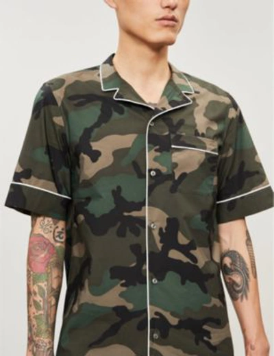 Shop Valentino Camouflage-print Slim-fit Cotton Shirt In Camou Army