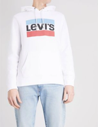 Shop Levi's Graphic Po Cotton-blend Hoody In White