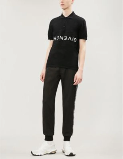 Shop Givenchy Logo-print Cotton-piqué Polo Shirt In Black