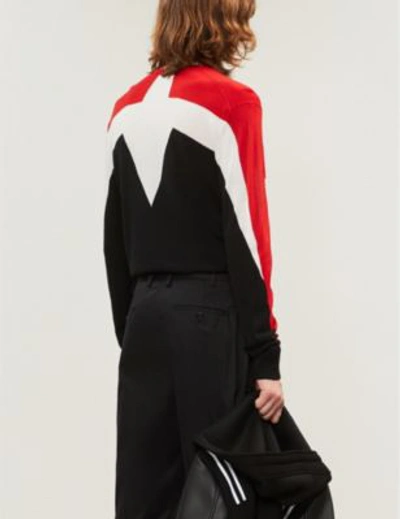 Shop Neil Barrett Modernist Contrast-panel Wool Jumper In Blk Ofw Red