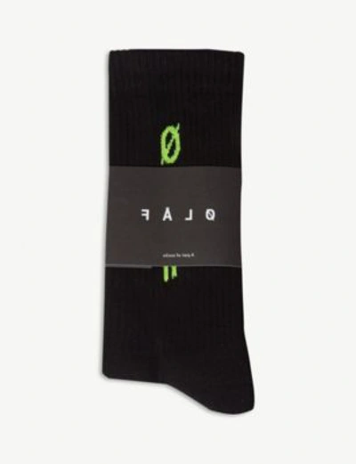 Shop Olaf Hussein Logo Cotton-blend Socks In Black