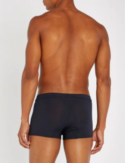 Shop Ermenegildo Zegna Solid Slim-fit Stretch-jersey Boxer Shorts In Navy