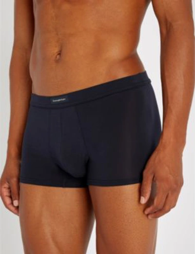 Shop Ermenegildo Zegna Solid Slim-fit Stretch-jersey Boxer Shorts In Navy