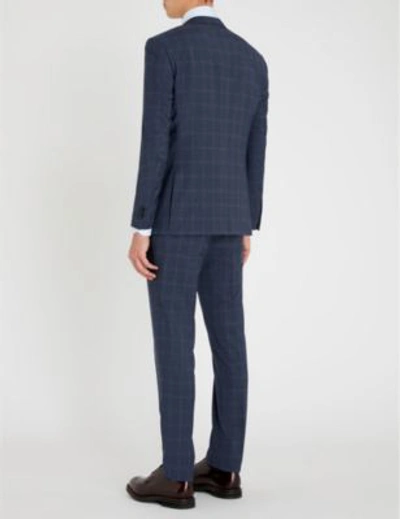 Shop Corneliani Checked Academy-fit Wool Suit In Blue