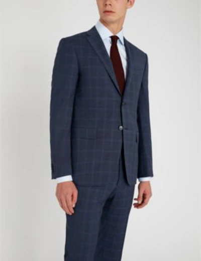 Shop Corneliani Checked Academy-fit Wool Suit In Blue
