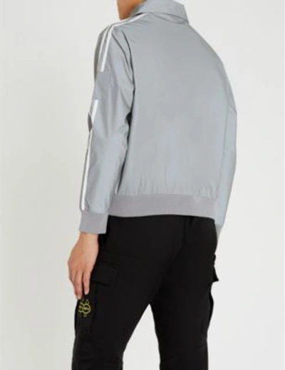 Shop Midnight Studios Reflective Logo-print Shell Jacket In Grey