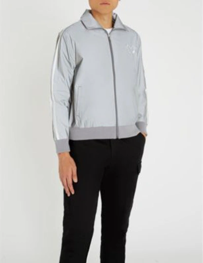 Shop Midnight Studios Reflective Logo-print Shell Jacket In Grey