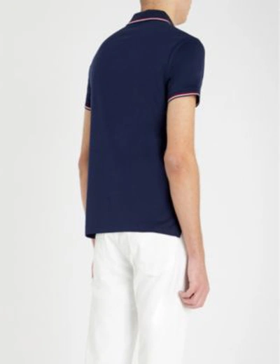 Shop Polo Ralph Lauren Striped-trim Cotton Polo Shirt In French Navy