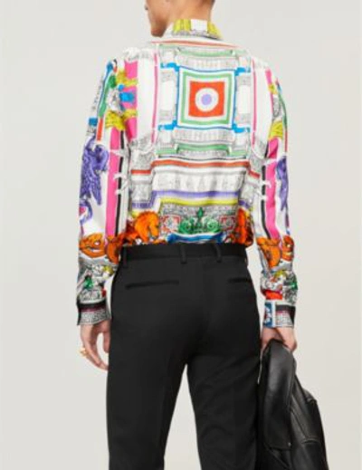 Shop Versace Vase-print Regular-fit Silk-twill Shirt In Multicolor