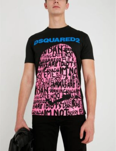 Shop Dsquared2 Slogan-print Cotton T-shirt In Black