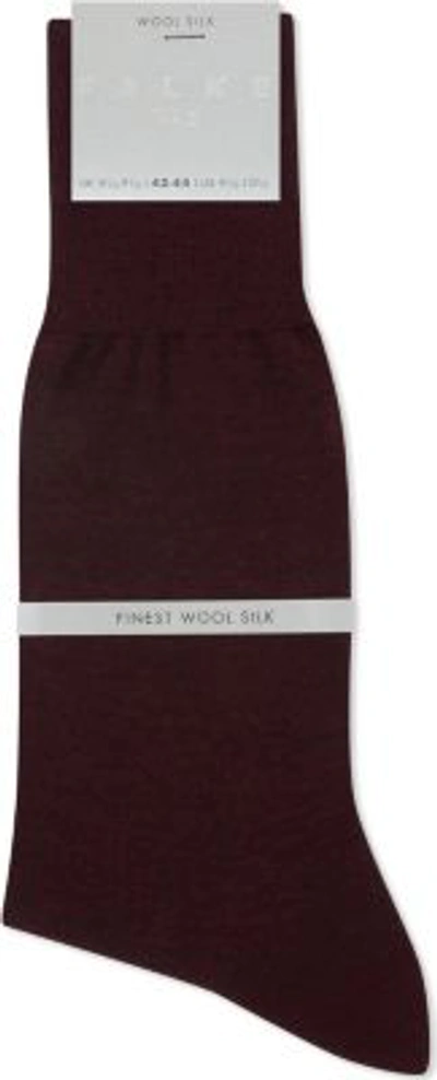Shop Falke No. 6 Wool And Silk-blend Socks In Burgundy