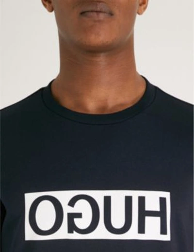 Shop Hugo Reverse Logo Cotton-jersey Sweatshirt In Navy
