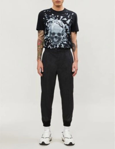 Shop Alexander Mcqueen Skull-print Cotton-jersey T-shirt In Black/mix