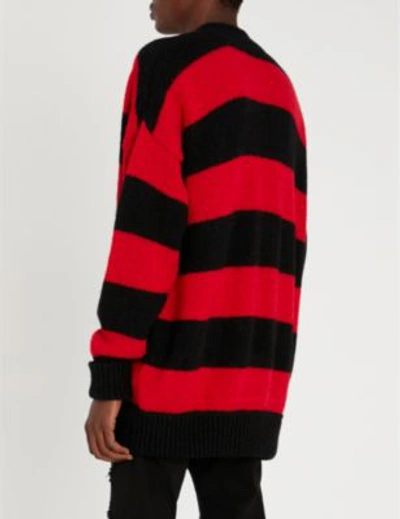 Shop Dsquared2 Striped Alpaca-blend Cardigan In Black Red