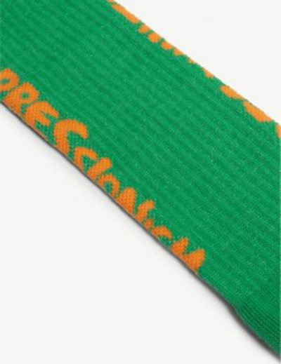 Shop Off-white Logo-intarsia Cotton-blend Socks In Green