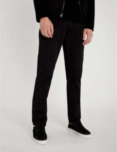 Shop Stone Island Relaxed-fit Straight Cotton Trousers In Black