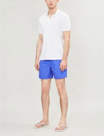 Shop Vilebrequin Moorea Turtle-print Swim Shorts In Blue