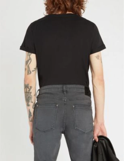 Shop Saint Laurent Logo-print Cotton-jersey T-shirt In Black