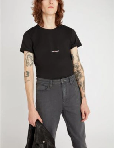 Shop Saint Laurent Logo-print Cotton-jersey T-shirt In Black