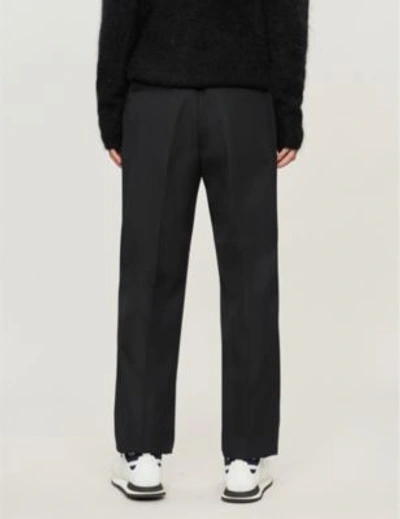 Shop Maison Margiela Satin-trimmed Regular-fit Straight Woven Trousers In Black