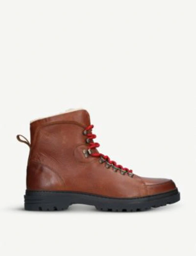 Shop Kurt Geiger Amber Leather Hiking Boots In Tan